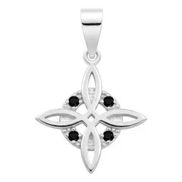 Dije Plata .925 Nudo de Bruja con Zirconias Negras - Imagen 1