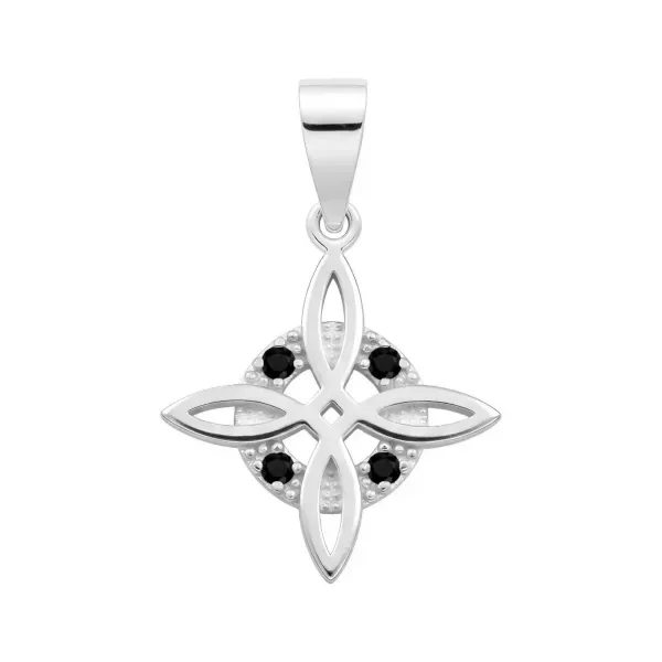 Dije Plata .925 Nudo de Bruja con Zirconias Negras - Imagen 1