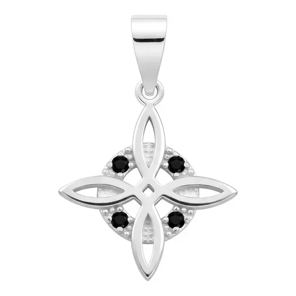 Dije Plata .925 Nudo de Bruja con Zirconias Negras - Imagen 1