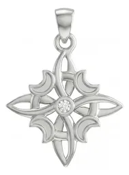 Dije Plata 925 Nudo de Bruja Fases Lunares Zirconia - Imagen 1