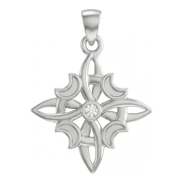 Dije Plata 925 Nudo de Bruja Fases Lunares Zirconia - Imagen 1