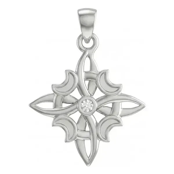Dije Plata 925 Nudo de Bruja Fases Lunares Zirconia - Imagen 1