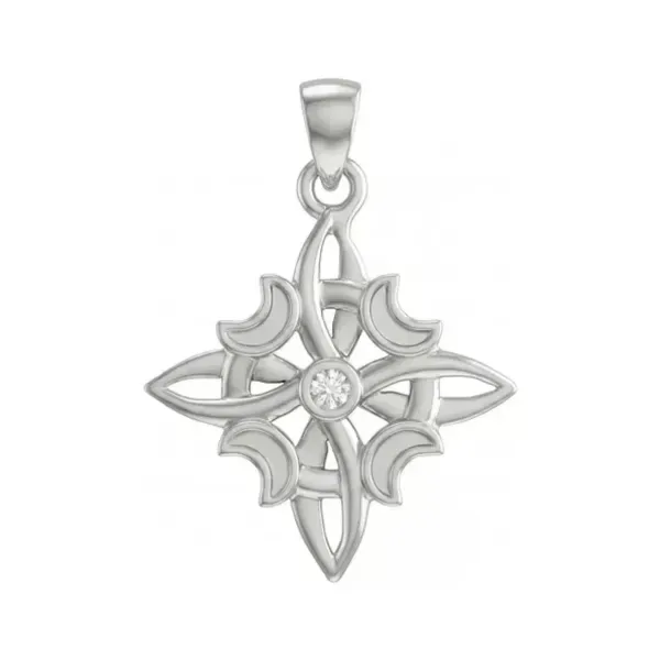 Dije Plata 925 Nudo de Bruja Fases Lunares Zirconia - Imagen 1