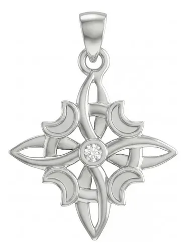 Dije Plata 925 Nudo de Bruja Fases Lunares Zirconia - Imagen 1