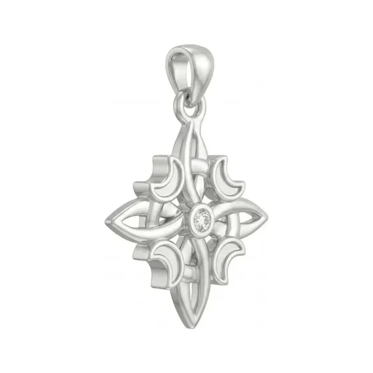 Dije Plata 925 Nudo de Bruja Fases Lunares Zirconia - Imagen 2