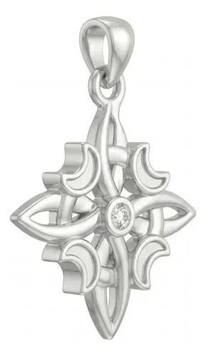 Dije Plata 925 Nudo de Bruja Fases Lunares Zirconia - Imagen 1