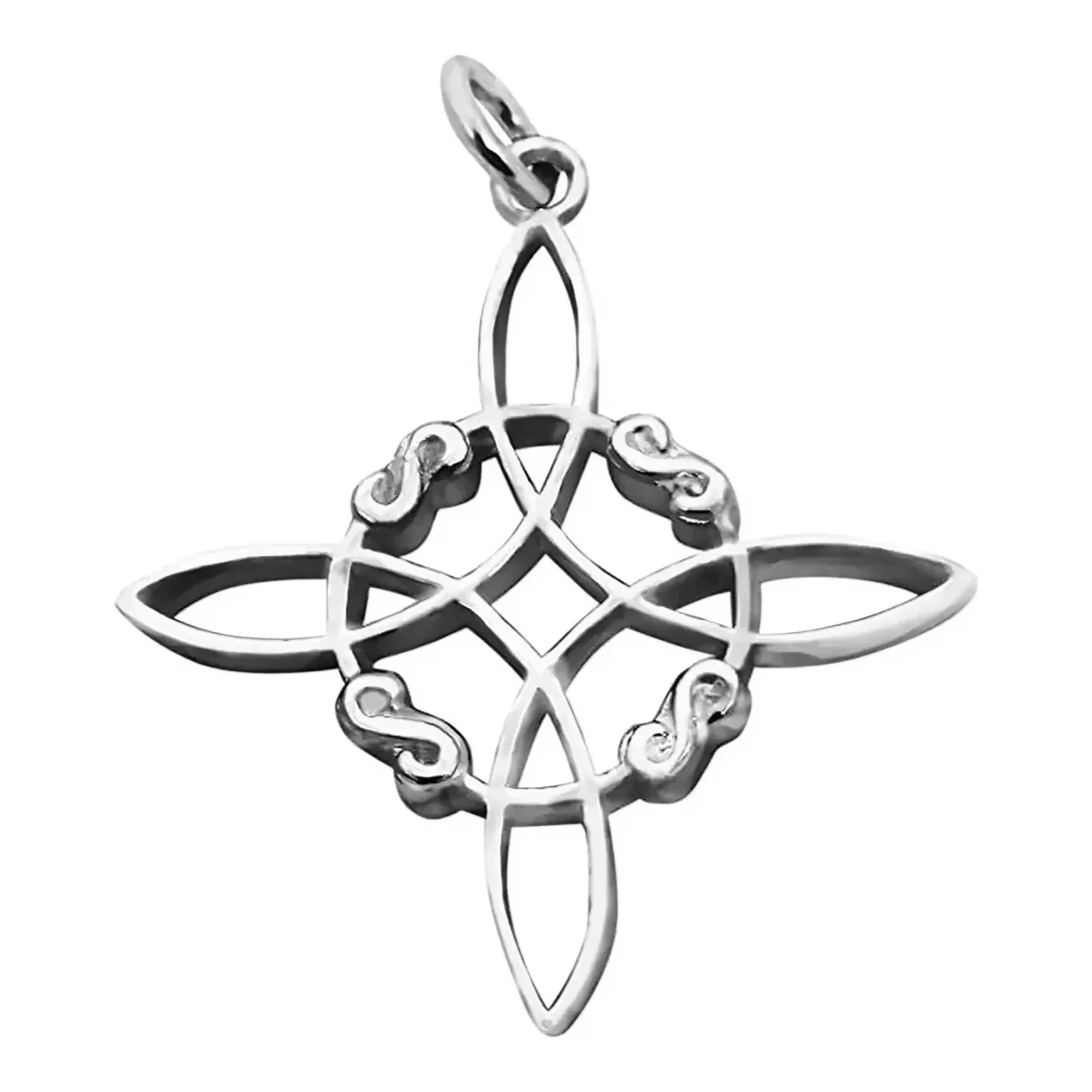 Dije nudo de bruja grande en plata .925 nacional acabado liso brillante, amuleto wicca protector y colgante esotérico celta