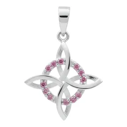 Dije Plata 925 Nudo de Bruja Plano con Zirconia Rosa - Imagen 1