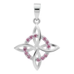 Dije Plata 925 Nudo de Bruja Plano con Zirconia Rosa - Imagen 1