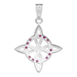 Dije Plata 925 Nudo de Bruja Plano con Zirconia Rosa - Imagen 2