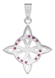 Dije Plata 925 Nudo de Bruja Plano con Zirconia Rosa - Imagen 2