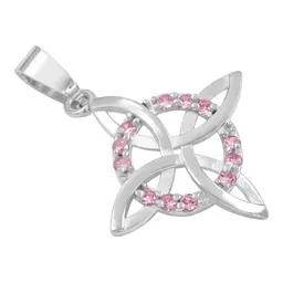 Dije Plata 925 Nudo de Bruja Plano con Zirconia Rosa - Imagen 3