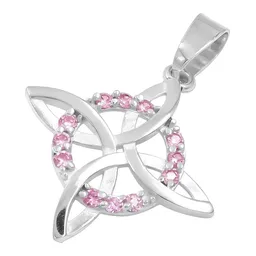 Dije Plata 925 Nudo de Bruja Plano con Zirconia Rosa - Imagen 4