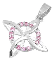 Dije Plata 925 Nudo de Bruja Plano con Zirconia Rosa - Imagen 4