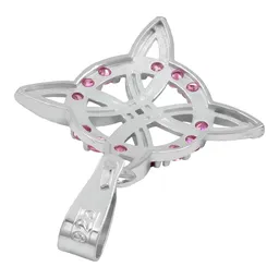 Dije Plata 925 Nudo de Bruja Plano con Zirconia Rosa - Imagen 5
