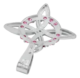 Dije Plata 925 Nudo de Bruja Plano con Zirconia Rosa - Imagen 5