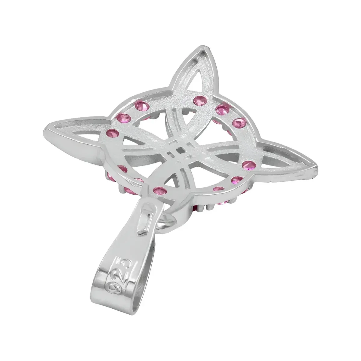 Dije Plata 925 Nudo de Bruja Plano con Zirconia Rosa - Imagen 5