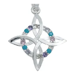 Dije Plata .925 Nudo de Bruja Plano con Zirconia Rosa - Imagen 2