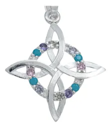 Dije Plata .925 Nudo de Bruja Plano con Zirconia Rosa - Imagen 2