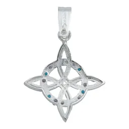 Dije Plata .925 Nudo de Bruja Plano con Zirconia Rosa - Imagen 3