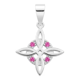 Dije Plata .925 Nudo de Bruja Zirconia Fucsia Celta - Imagen 1