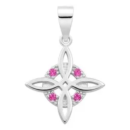 Dije Plata .925 Nudo de Bruja Zirconia Fucsia Celta - Imagen 1