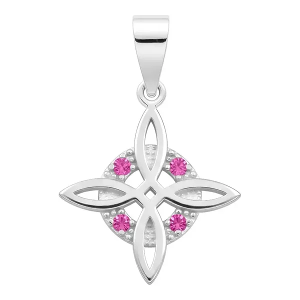 Dije Plata .925 Nudo de Bruja Zirconia Fucsia Celta - Imagen 1