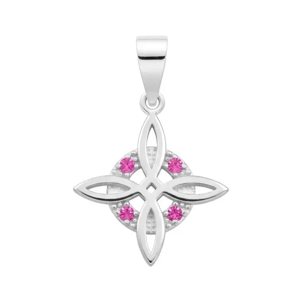 Dije Plata .925 Nudo de Bruja Zirconia Fucsia Celta - Imagen 1