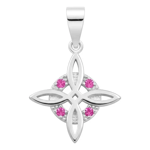 Dije Plata .925 Nudo de Bruja Zirconia Fucsia Celta - Imagen 1
