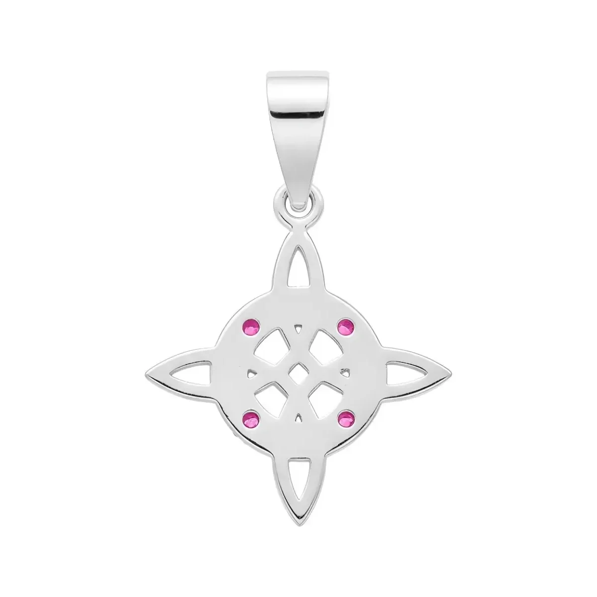 Dije Plata .925 Nudo de Bruja Zirconia Fucsia Celta - Imagen 2