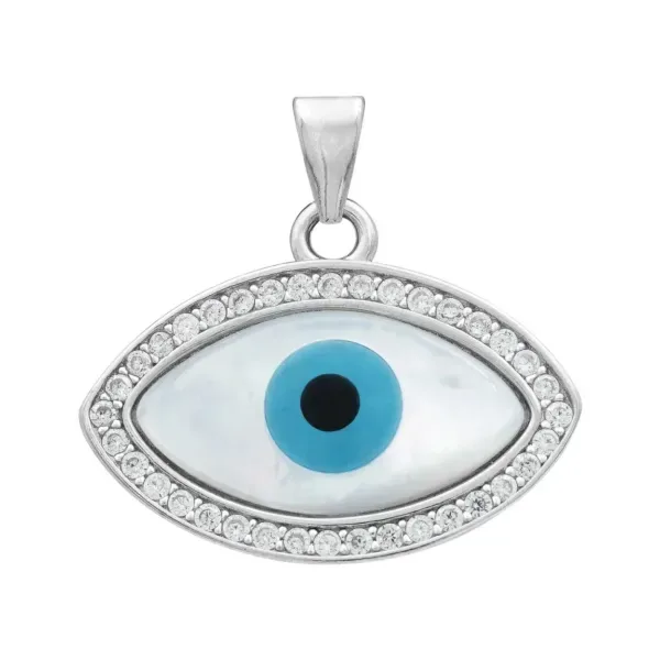 Dije Plata .925 Ojo Turco con Zirconia para Protección - Imagen 1