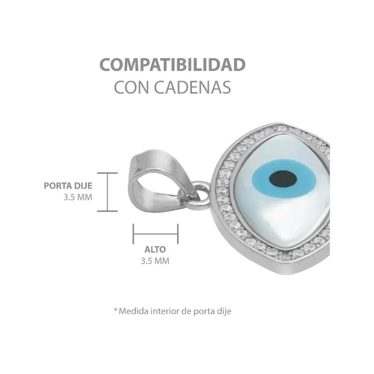 Dije Plata .925 Ojo Turco con Zirconia para Protección - Imagen 6