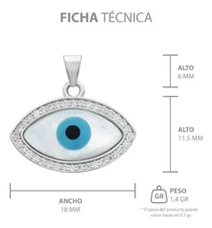 Dije Plata .925 Ojo Turco con Zirconia para Protección - Imagen 7