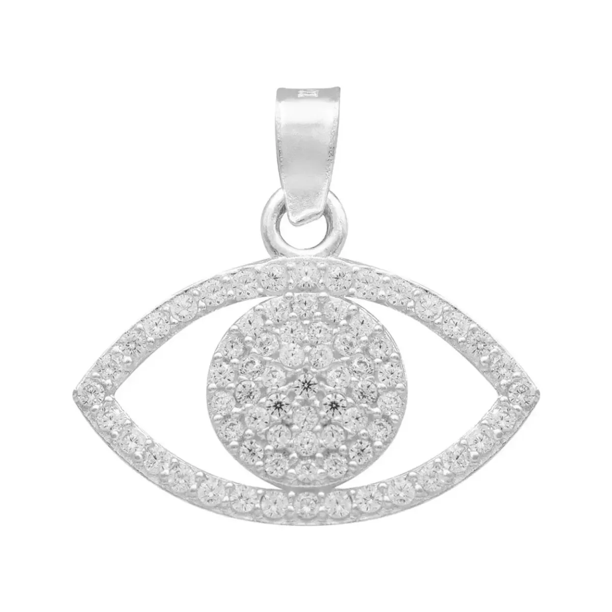 Dije Plata .925 Ojo Turco azul vibrante con zirconia brillante, amuleto de protección. Joyería minimalista mexicana.