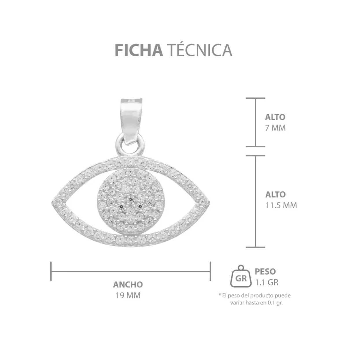 Dije Plata 925 Ojo Turco Zirconia Amuleto Protección - Imagen 7