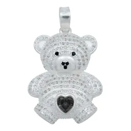 Dije Plata .925 Osito con Corazón y Zirconia Azul - Imagen 1