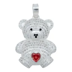 Dije Plata 925 Osito Corazón con Zirconia Roja - Imagen 1