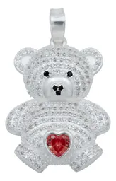 Dije Plata 925 Osito Corazón con Zirconia Roja - Imagen 1