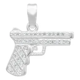 Dije Plata 925 Pistola con Zirconia para Hombre - Imagen 1