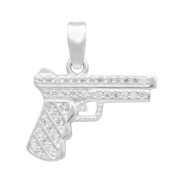 Dije Plata 925 Pistola con Zirconia para Hombre - Imagen 1
