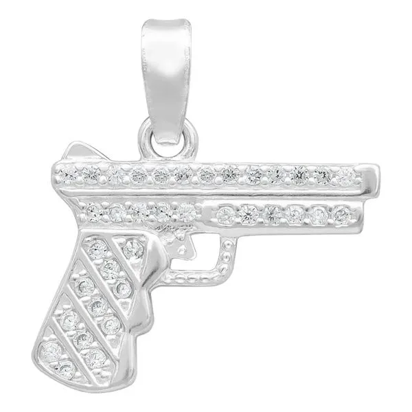 Dije Plata 925 Pistola con Zirconia para Hombre - Imagen 1