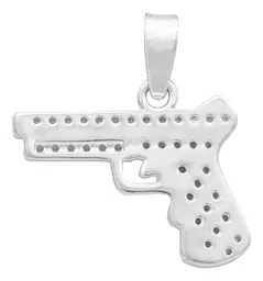 Dije Plata 925 Pistola con Zirconia para Hombre - Imagen 2