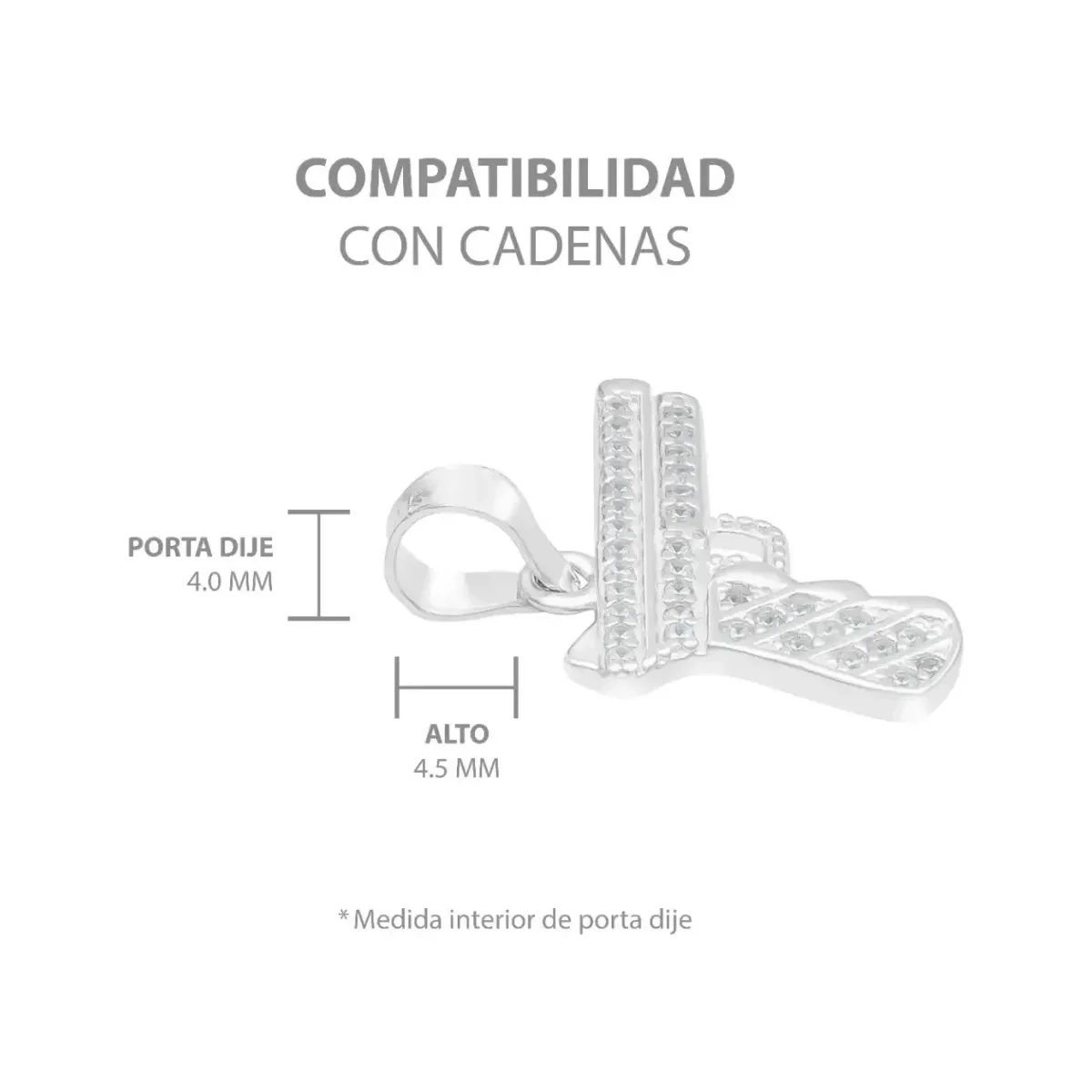 Dije Plata 925 Pistola con Zirconia para Hombre - Imagen 6