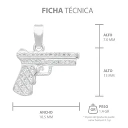 Dije Plata 925 Pistola con Zirconia para Hombre - Imagen 7
