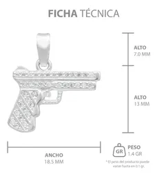 Dije Plata 925 Pistola con Zirconia para Hombre - Imagen 7
