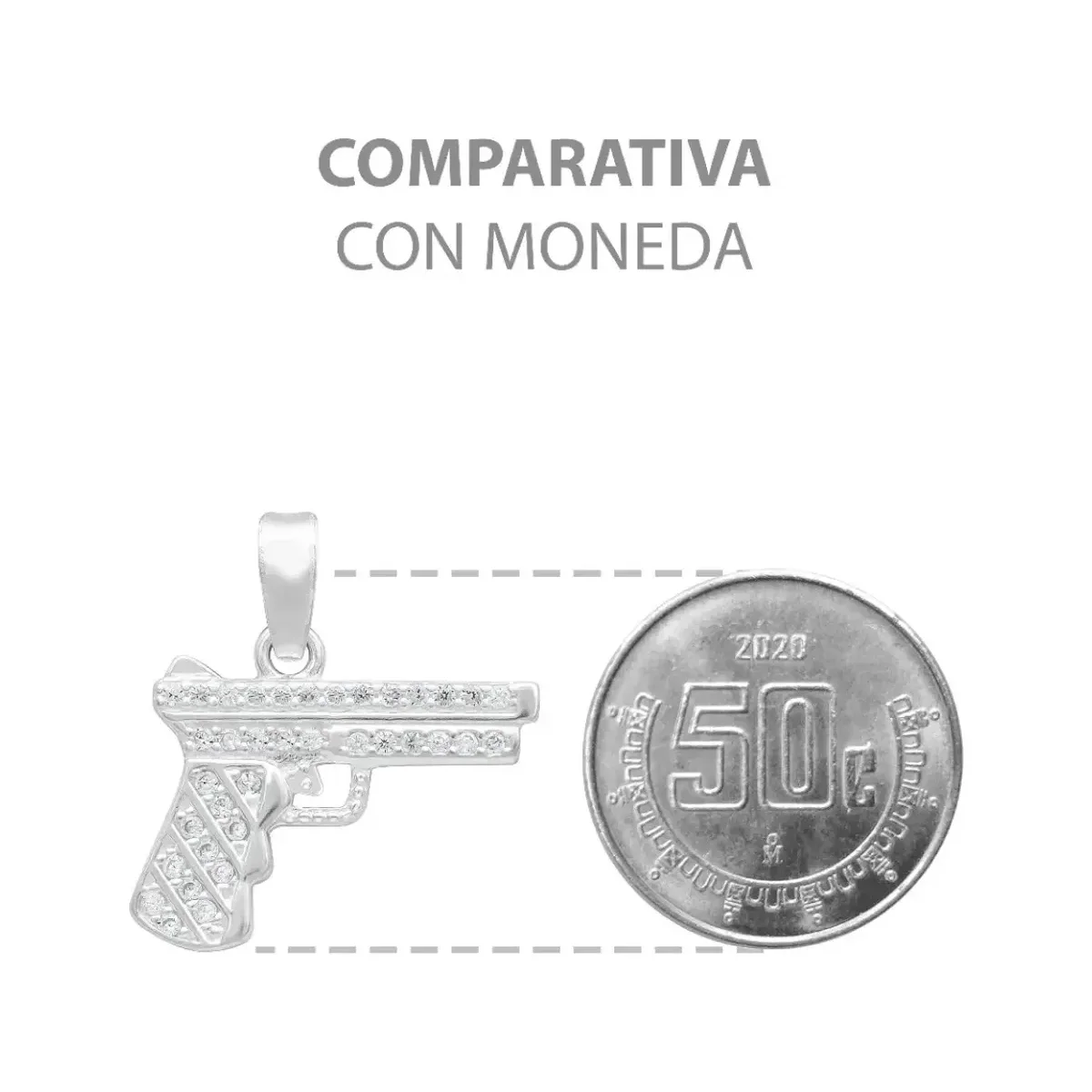 Dije Plata 925 Pistola con Zirconia para Hombre - Imagen 8