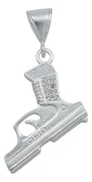 Dije Plata 925 Pistola Glock con Zirconia Blanca Brillante - Imagen 1