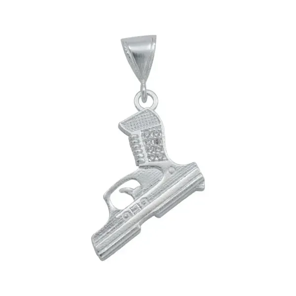 Dije Plata 925 Pistola Glock con Zirconia Blanca Brillante - Imagen 1