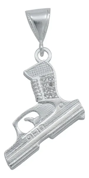 Dije Plata 925 Pistola Glock con Zirconia Blanca Brillante - Imagen 1