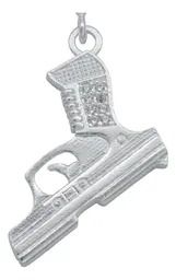 Dije Plata 925 Pistola Glock con Zirconia Blanca Brillante - Imagen 2